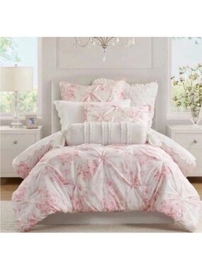 Armoire Collection Pink Coquette Full Queen Comforter Set Bow Pillow Shams Rare